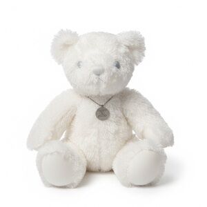 🐻‍❄️ CELINE Vintage White Teddy Bear Plush With Celine Triomphe Necklace RARE!